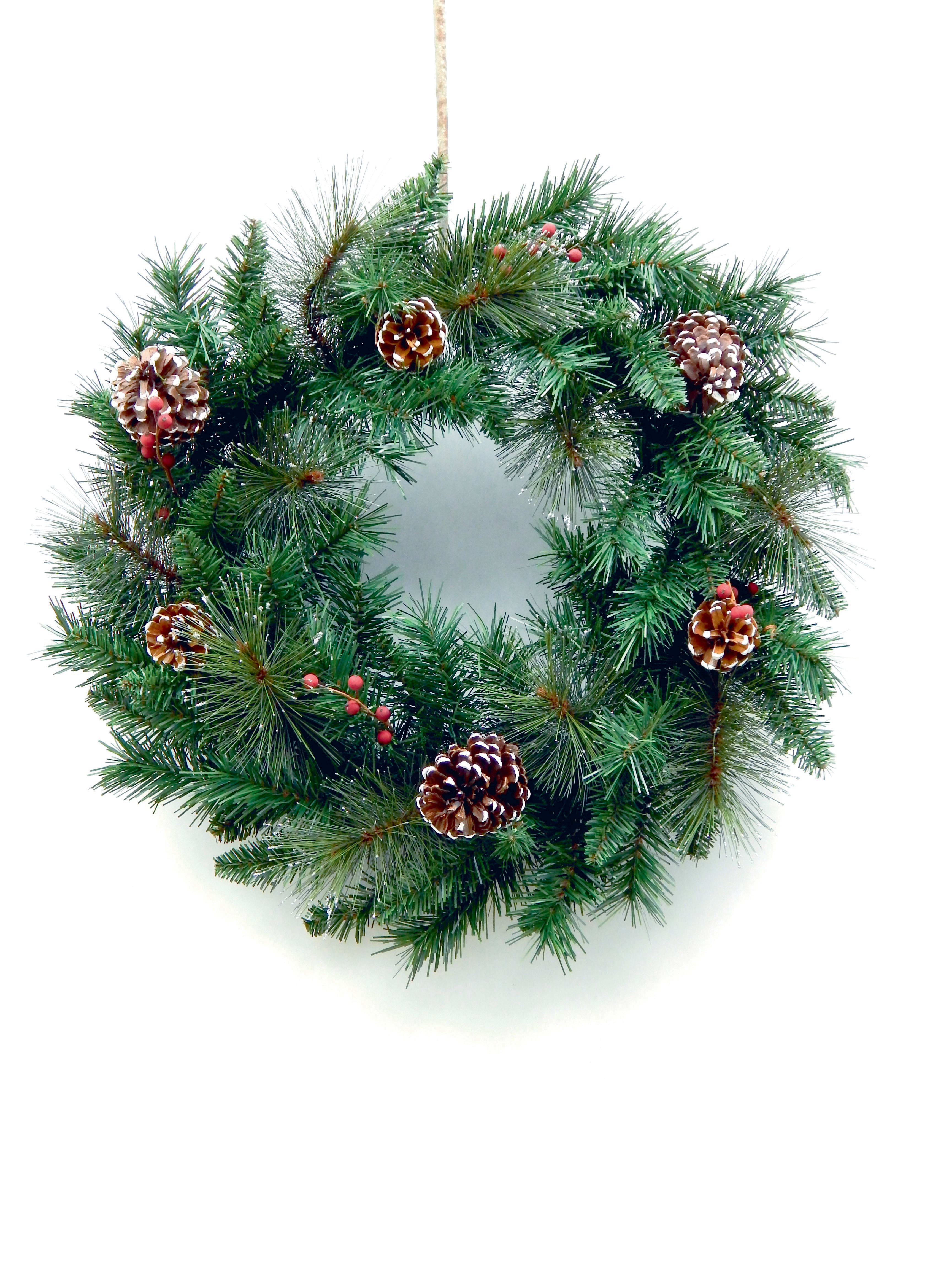 GIOCOPLAST NATALE - CORONA GERMOGLIATA CON PIGNE CM 60
