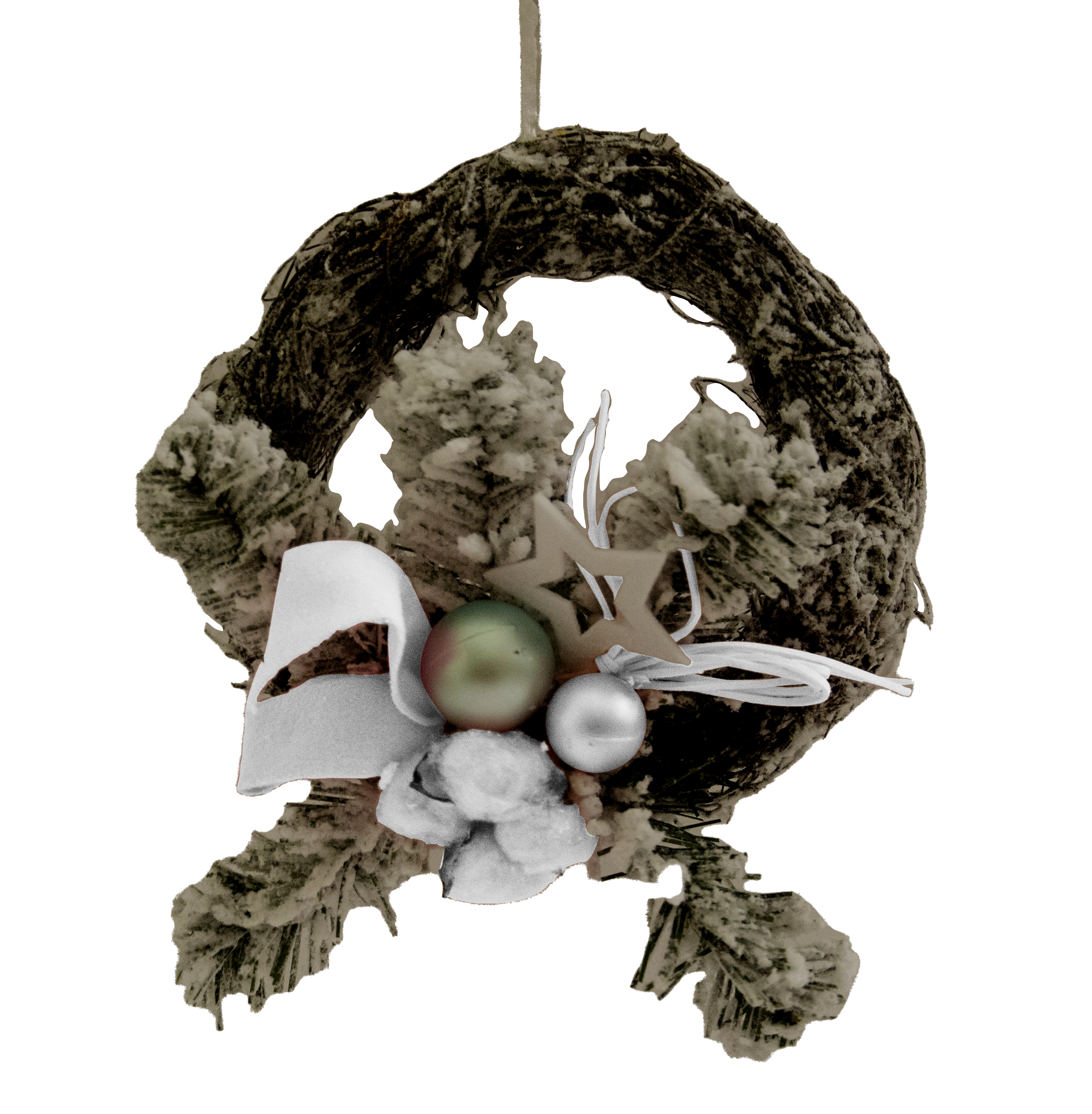 GIOCOPLAST NATALE - CORONA FUORIPORTA CON DECORI BIANCHI CM 30