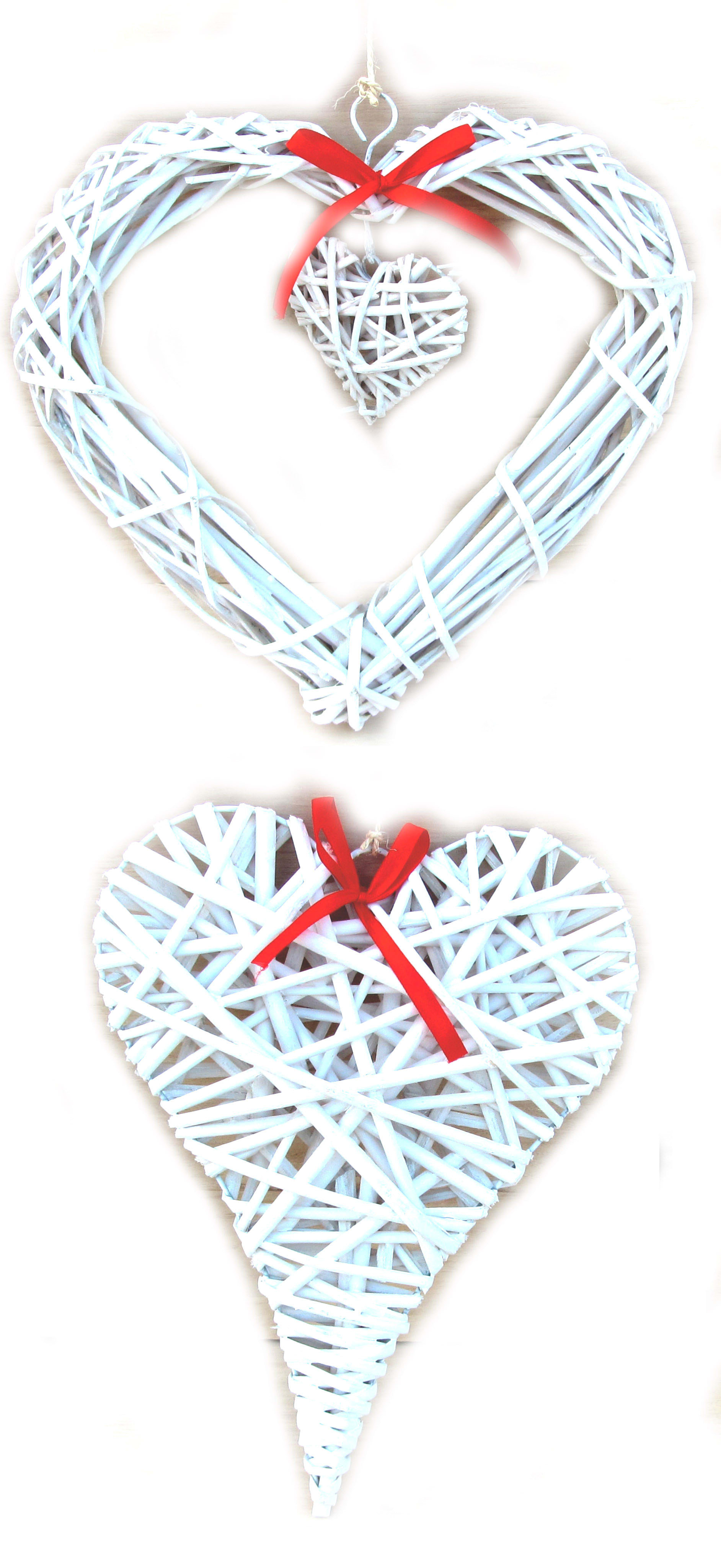 GIOCOPLAST NATALE - PENDENTE RATTAN CUORE BIANCO 2 DES ASS 30X4XH30 25X6XH35