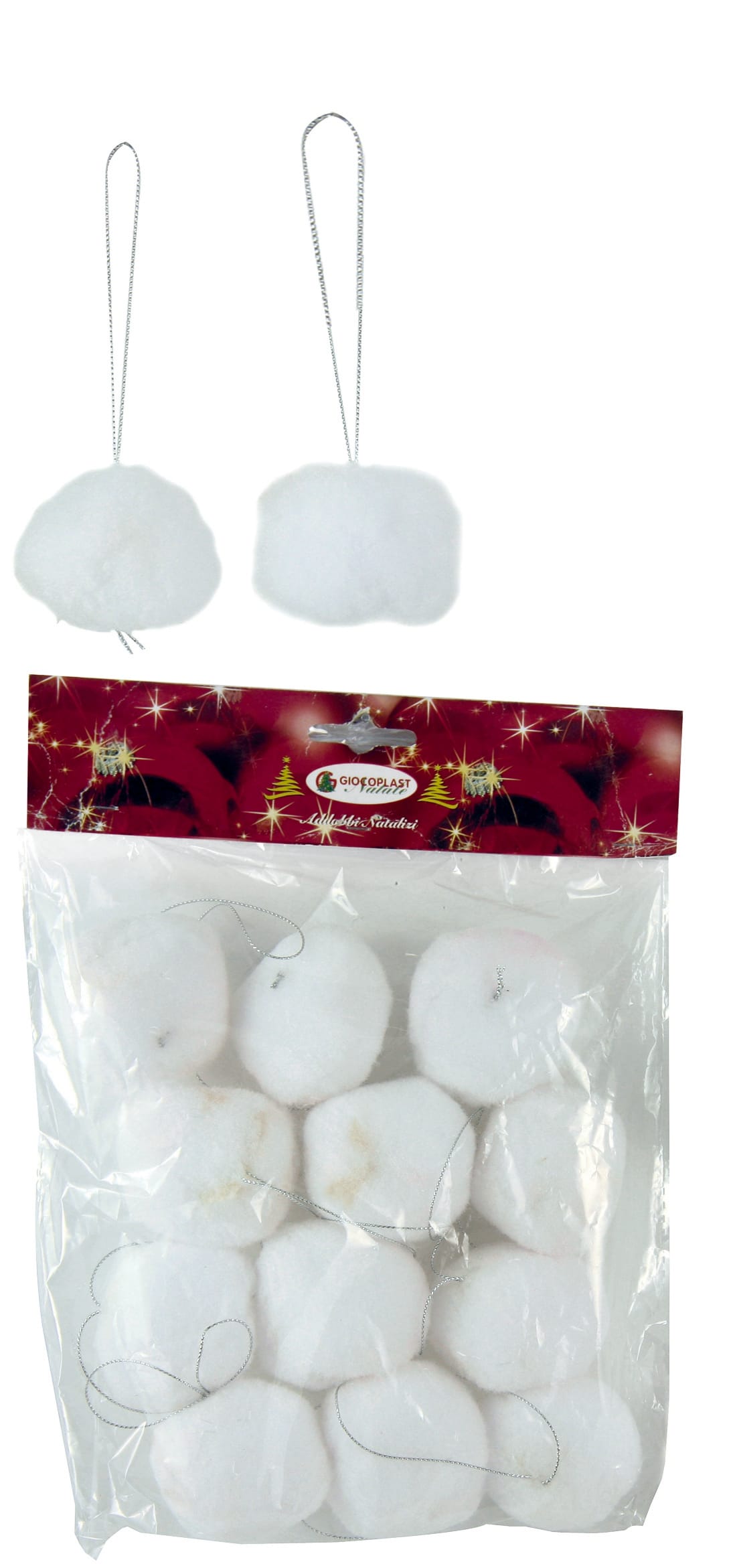 GIOCOPLAST NATALE - 12 BATUFFOLI NEVE DA APPENDERE, D.5CM. IN BUSTA