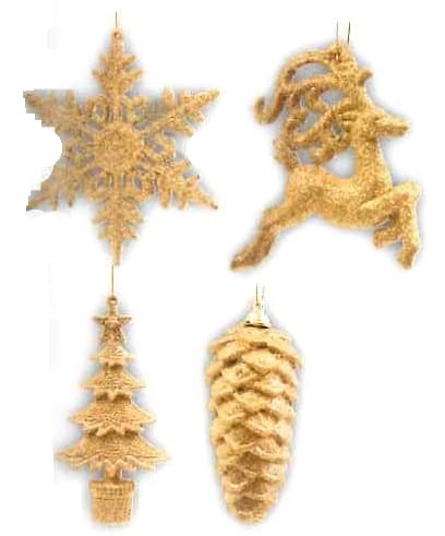 GIOCOPLAST NATALE - ADDOBBO GLITTER ORO CM.10-15, 4 SOGG. ASS., IN EXPO DA 36PZ.