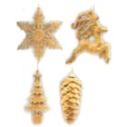 GIOCOPLAST NATALE - ADDOBBO GLITTER ORO CM.10-15, 4 SOGG. ASS., IN EXPO DA 36PZ.