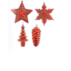 GIOCOPLAST NATALE - ADDOBBO GLITTER ROSSO CM.10-15, 4 SOGG. ASS., IN EXPO DA 36PZ.