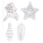 GIOCOPLAST NATALE - ADDOBBO GLITTER BIANCO CM.10-15, 4 SOGG. ASS., IN EXPO DA 36PZ.
