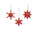 GIOCOPLAST NATALE - ADDOBBO GLITTER ROSSO, 3 ASS 10 CM