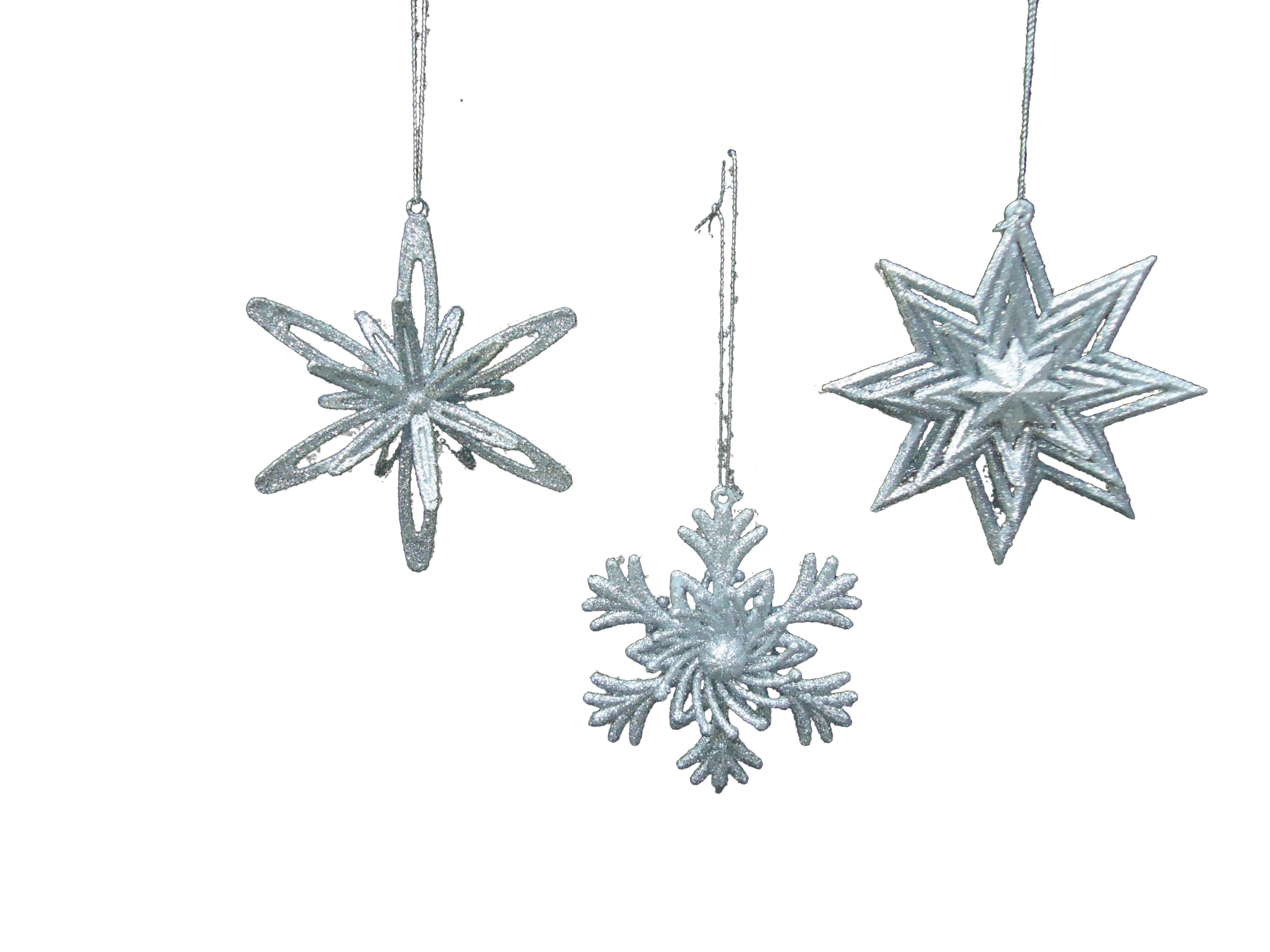 GIOCOPLAST NATALE - ADDOBBO GLITTER ARGENTO, 3 ASS 10 CM