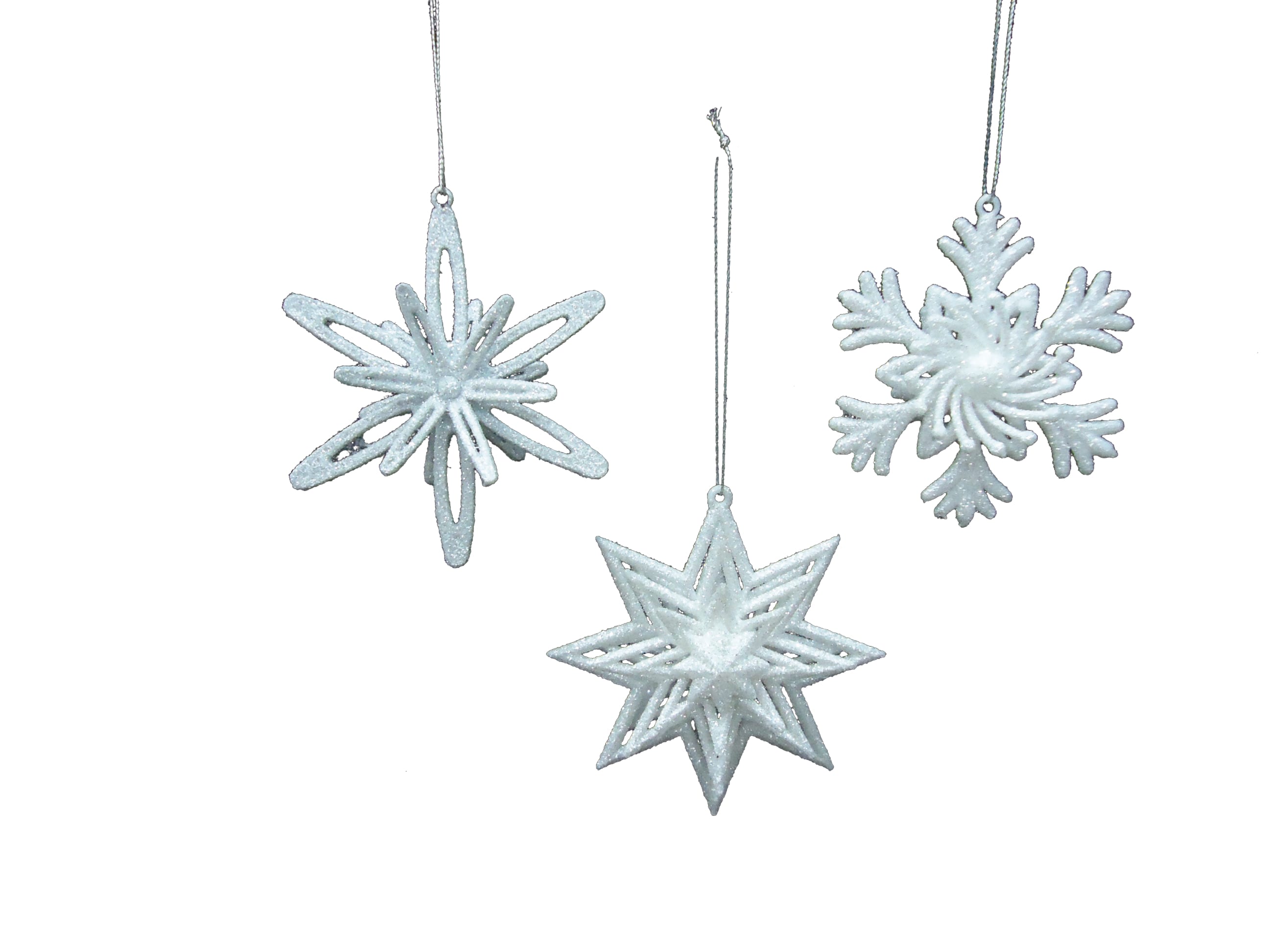 GIOCOPLAST NATALE - ADDOBBO GLITTER BIANCO, 3 ASS 10 CM 33011867