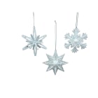 GIOCOPLAST NATALE - ADDOBBO GLITTER BIANCO, 3 ASS 10 CM