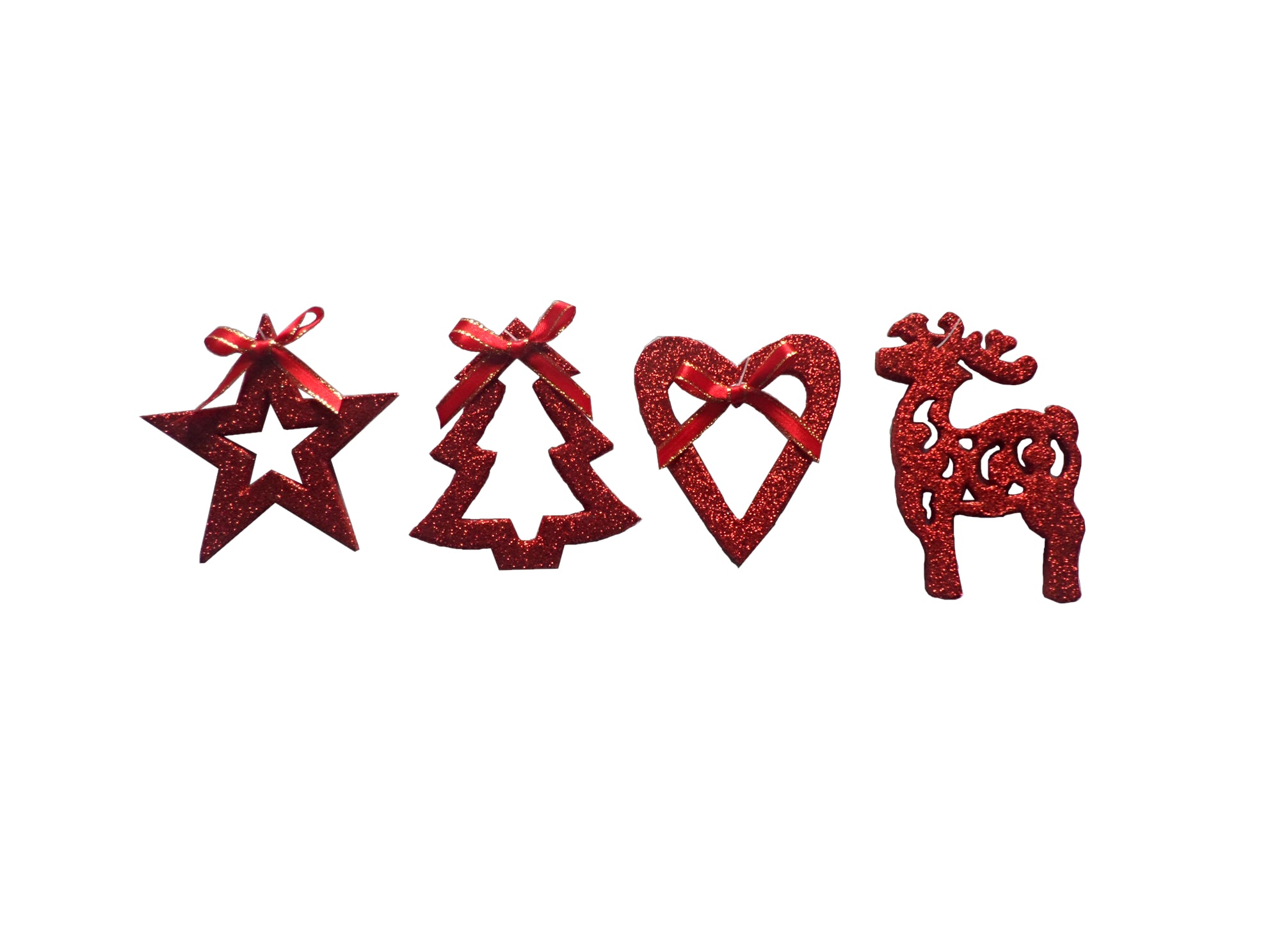 GIOCOPLAST NATALE - ADDOBBO GLITTER ROSSO CM 8, 4 ASS, IN DISPLAY DA 72 PZ