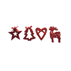 GIOCOPLAST NATALE - ADDOBBO GLITTER ROSSO CM 8, 4 ASS, IN DISPLAY DA 72 PZ