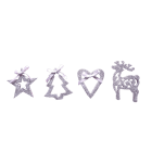 GIOCOPLAST NATALE - ADDOBBO GLITTER ARGENTO CM 8, 4 ASS, IN DISPLAY DA 72 PZ