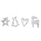 GIOCOPLAST NATALE - ADDOBBO GLITTER BIANCO CM 8, 4 ASS, IN DISPLAY DA 72 PZ
