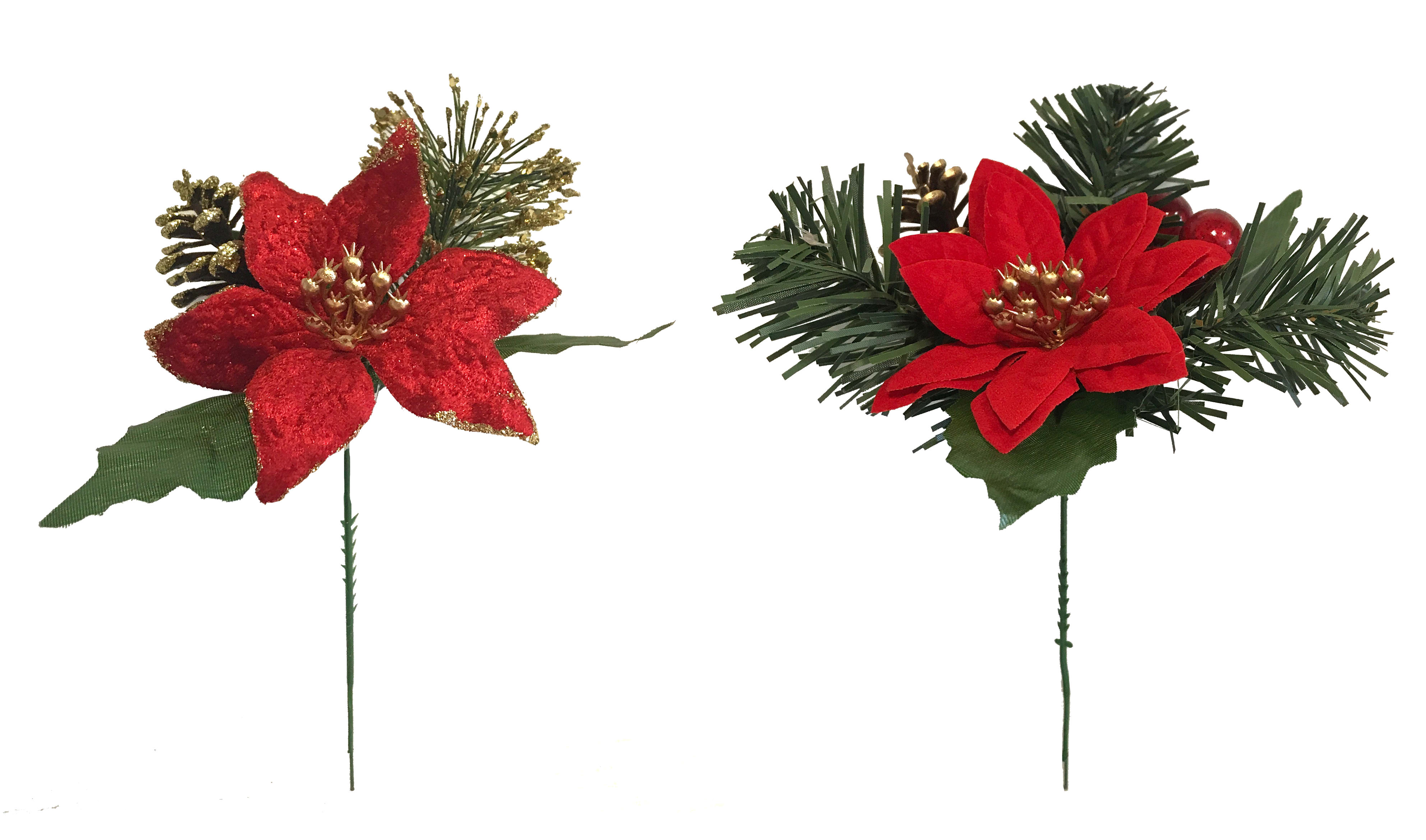 GIOCOPLAST NATALE - PICK STELLA DI NATALE 20 CM CON DECORI , MOD. ASS.