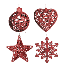 GIOCOPLAST NATALE - ADDOBBO GLITTER ROSSO 3D CM.10-12, FORME ASS.