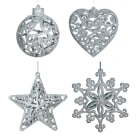 GIOCOPLAST NATALE - ADDOBBO GLITTER ARGENTO 3D CM.10-12, FORME ASS.