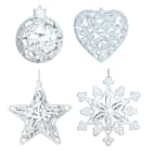 GIOCOPLAST NATALE - ADDOBBO GLITTER BIANCO 3D CM.10-12, FORME ASS.