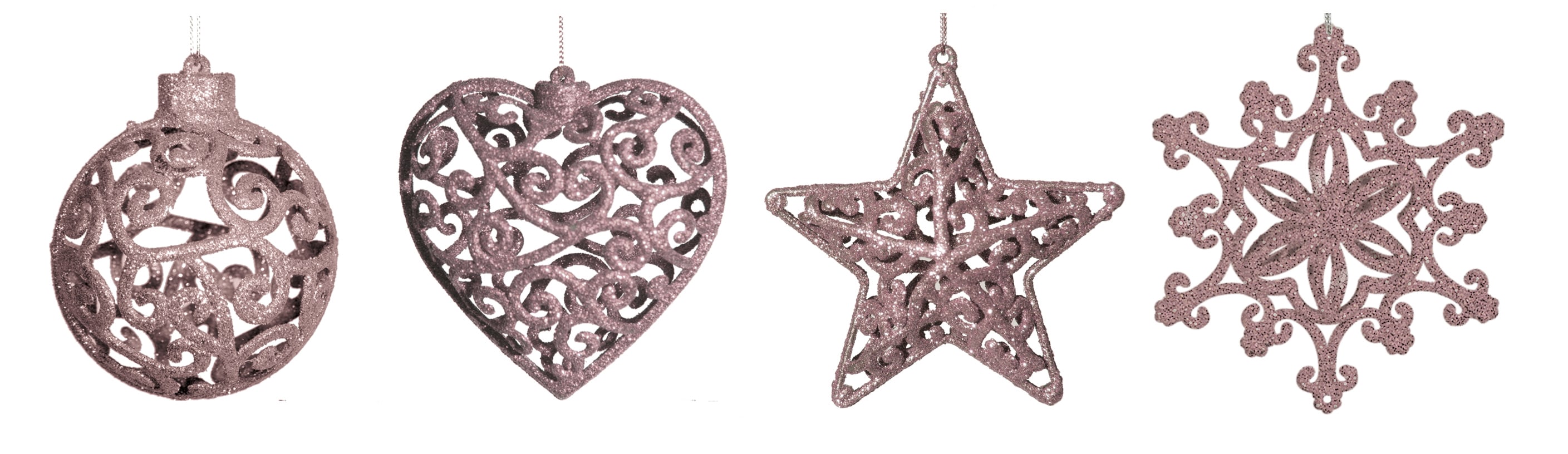 GIOCOPLAST NATALE - ADDOBBO GLITTER ROSA 3D CM.10-12, FORME ASS.