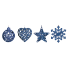 GIOCOPLAST NATALE - ADDOBBO GLITTER BLU 3D CM.10-12, FORME ASS.