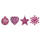 GIOCOPLAST NATALE - ADDOBBO GLITTER MAGENTA 3D CM.10-12, FORME ASS.