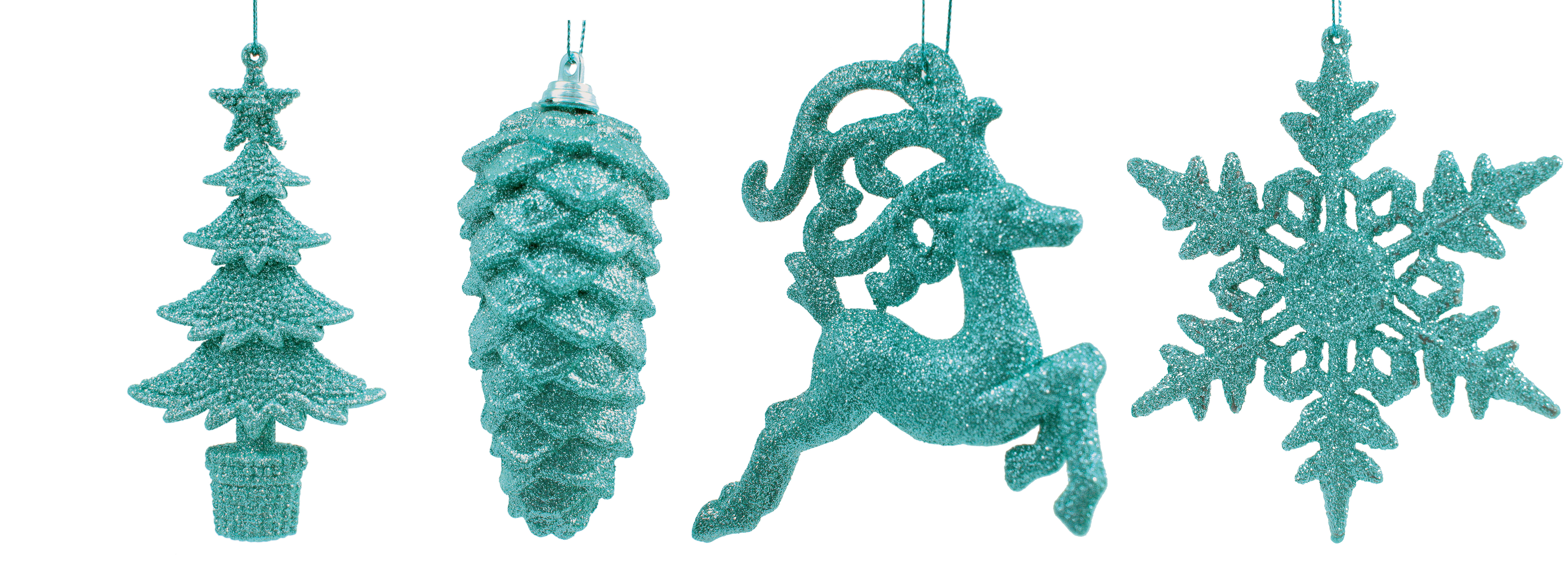 GIOCOPLAST NATALE - ADDOBBO GLITTER ICE BLUE 10-15CM, SOGG. ASS.