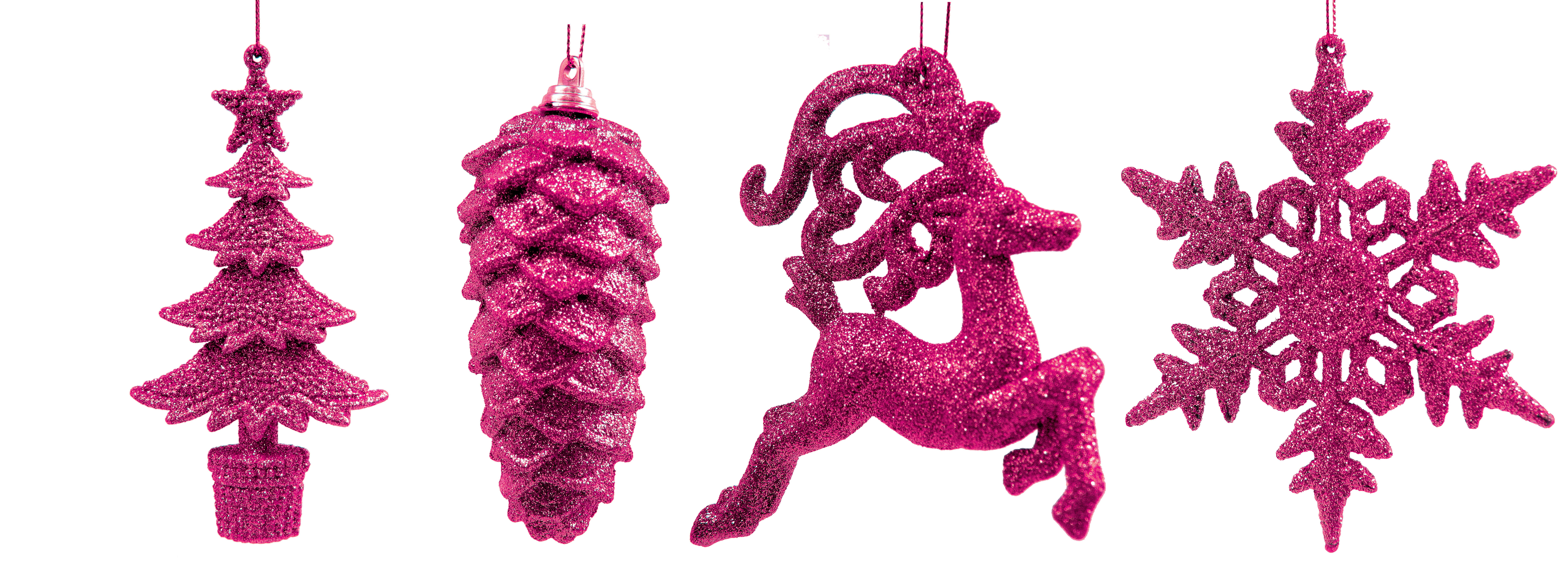 GIOCOPLAST NATALE - ADDOBBO GLITTER MAGENTA 10-15CM, SOGG. ASS.