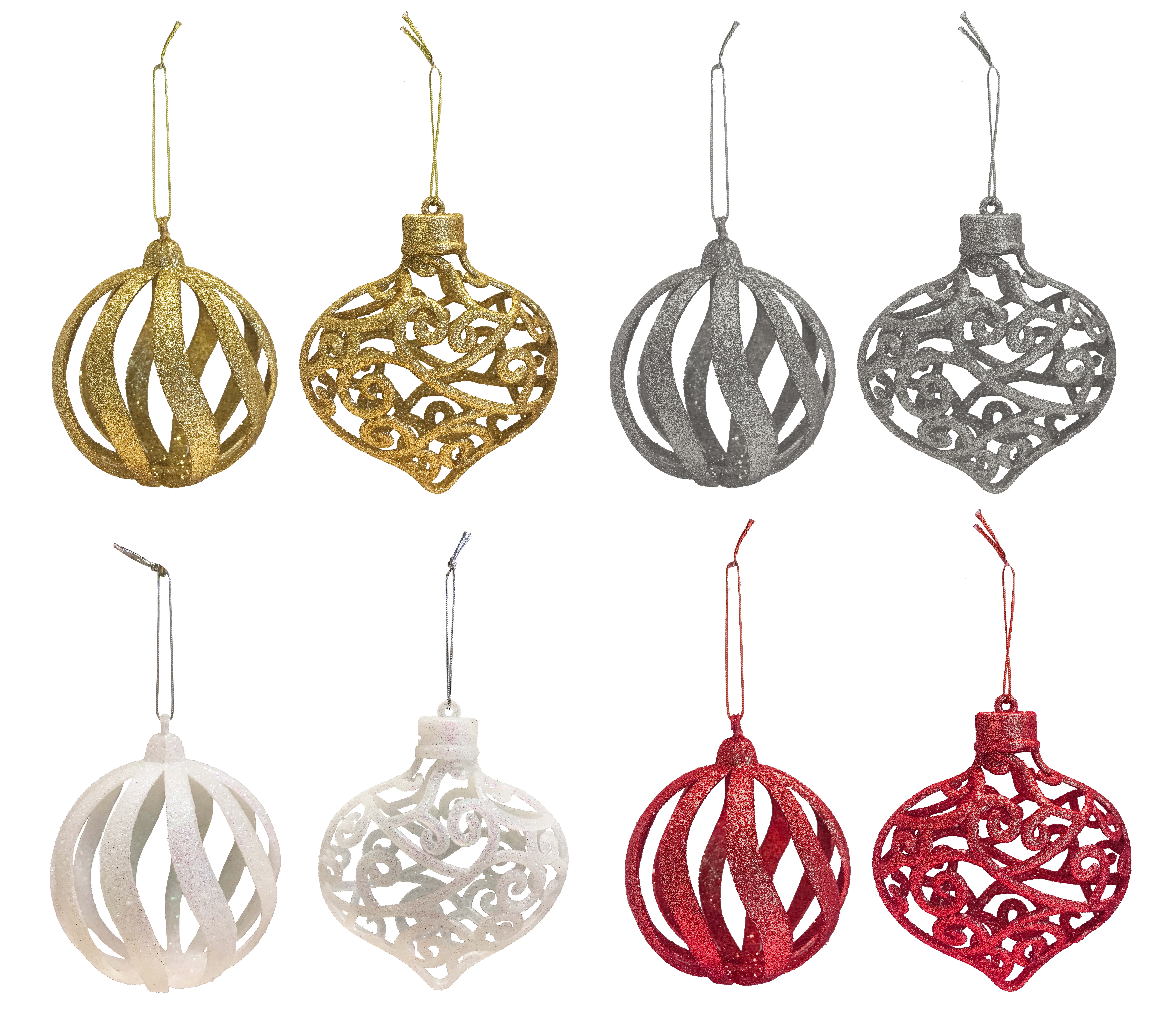 GIOCOPLAST NATALE - ADDOBBO 3D GLITTER 8CM, COL. E FORME ASS.