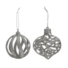 GIOCOPLAST NATALE - ADDOBBO 3D GLITTER ARGENTO 8CM, FORME ASS.