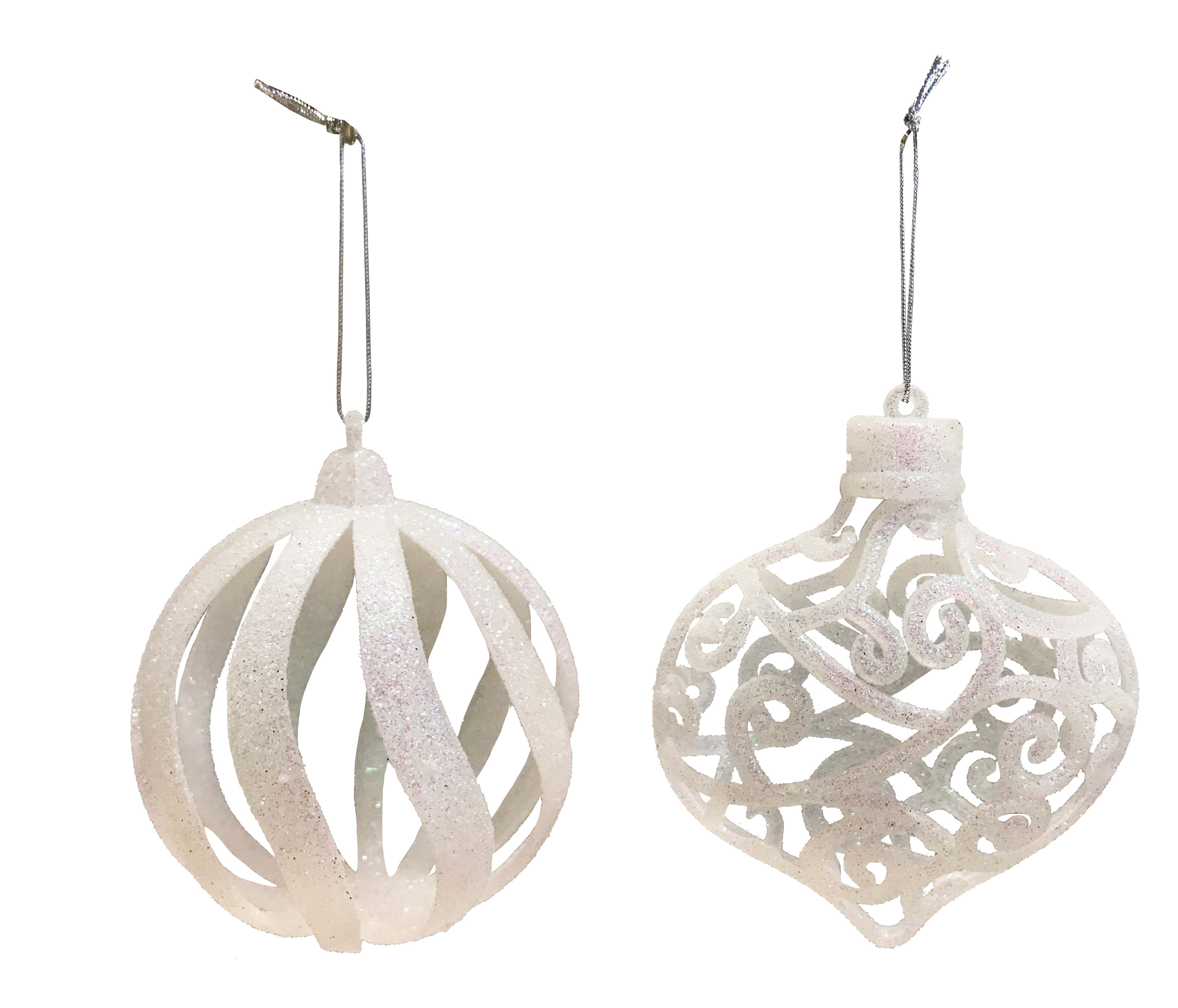 GIOCOPLAST NATALE - ADDOBBO 3D GLITTER BIANCO 8CM, FORME ASS.
