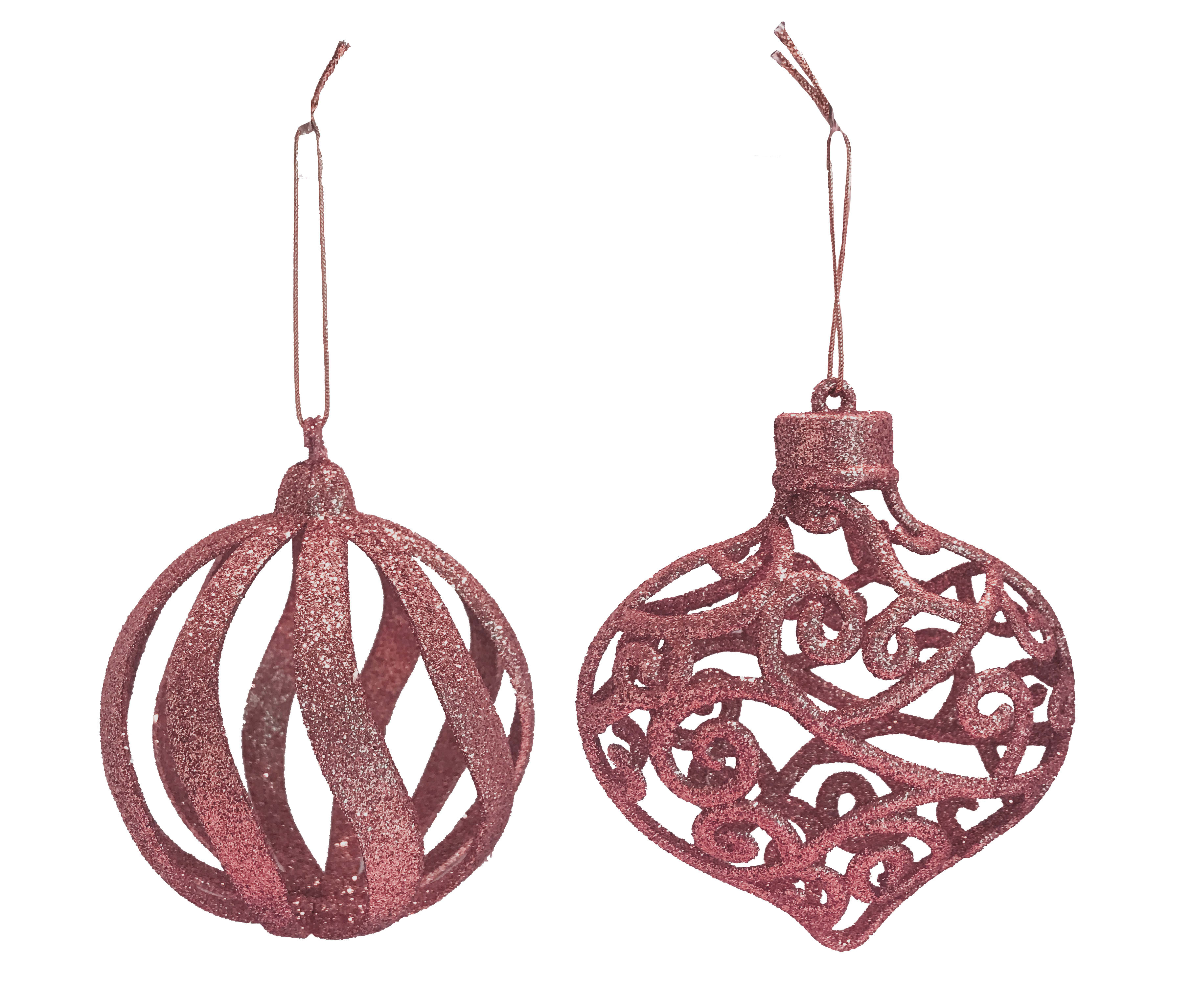 GIOCOPLAST NATALE - ADDOBBO 3D GLITTER ROSA 8CM, FORME ASS.