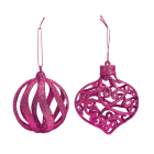 GIOCOPLAST NATALE - ADDOBBO 3D GLITTER MAGENTA 8CM, FORME ASS.