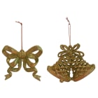 GIOCOPLAST NATALE - ADDOBBO 2D GLITTER ORO 8CM, SOGG. ASS. 33020481