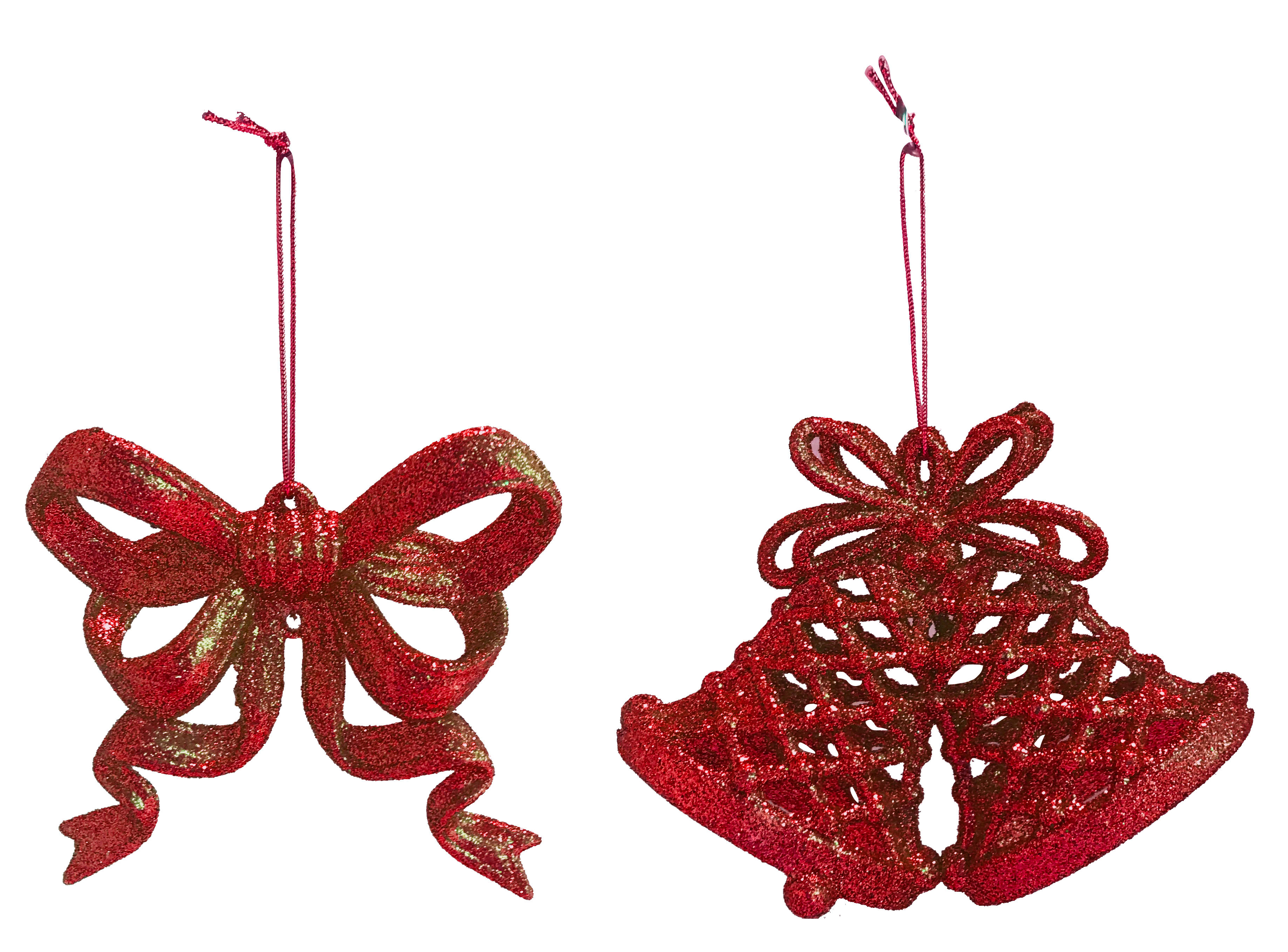 GIOCOPLAST NATALE - ADDOBBO 2D GLITTER ROSSO 8CM, SOGG. ASS.