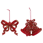 GIOCOPLAST NATALE - ADDOBBO 2D GLITTER ROSSO 8CM, SOGG. ASS.