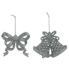 GIOCOPLAST NATALE - ADDOBBO 2D GLITTER ARGENTO 8CM, SOGG. ASS. 33020483