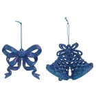 GIOCOPLAST NATALE - ADDOBBO 2D GLITTER BLU 8CM, SOGG. ASS.