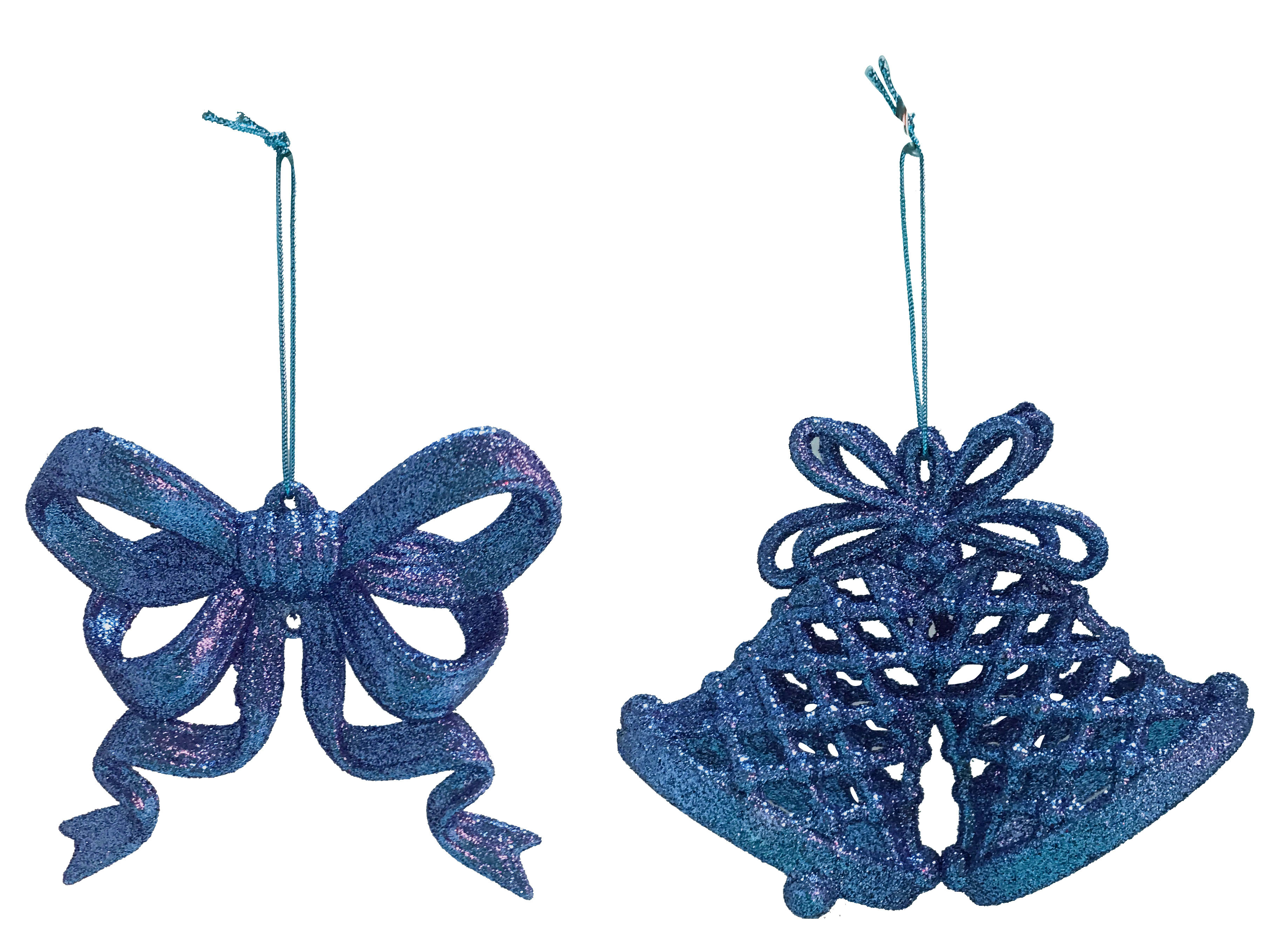 GIOCOPLAST NATALE - ADDOBBO 2D GLITTER BLU 8CM, SOGG. ASS. 33020486