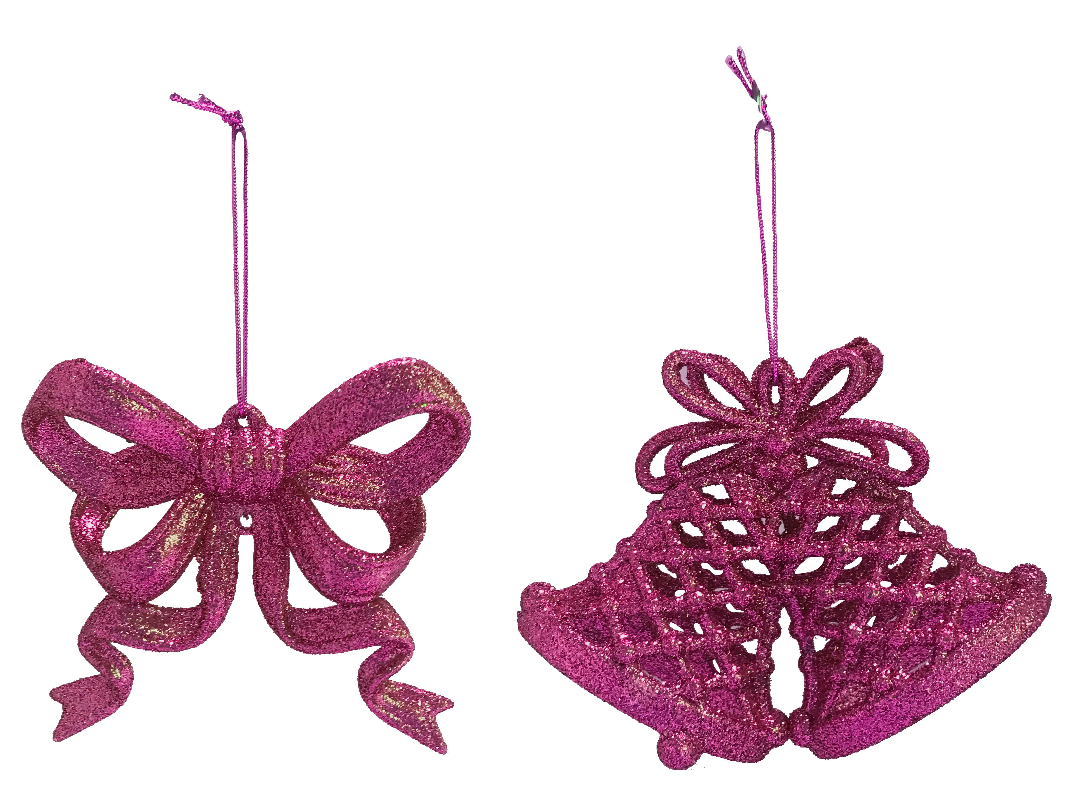 GIOCOPLAST NATALE - ADDOBBO 2D GLITTER MAGENTA 8CM, SOGG. ASS.