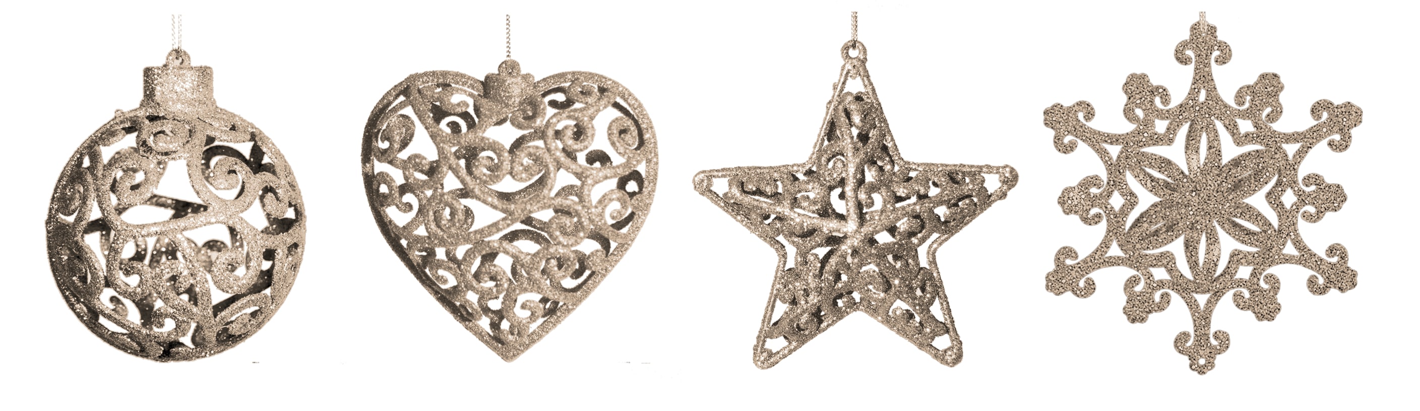 GIOCOPLAST NATALE - ADDOBBO 3D GLITTER CHAMPAGNE 8CM, FORME ASS.