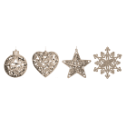 GIOCOPLAST NATALE - ADDOBBO 3D GLITTER CHAMPAGNE 8CM, FORME ASS.