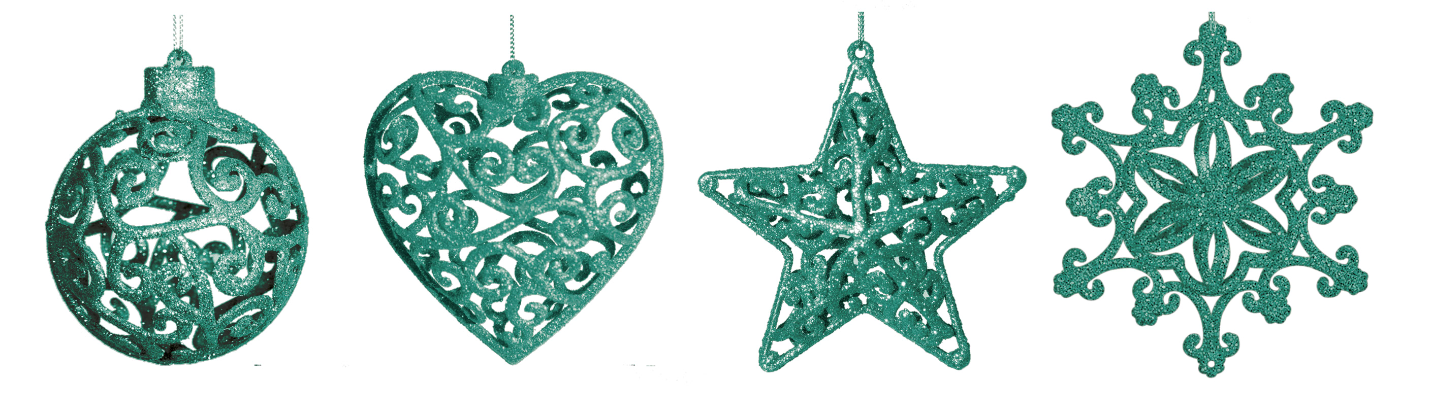 GIOCOPLAST NATALE - ADDOBBO 3D GLITTER SMERALDO 8CM, FORME ASS.