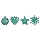 GIOCOPLAST NATALE - ADDOBBO 3D GLITTER SMERALDO 8CM, FORME ASS.