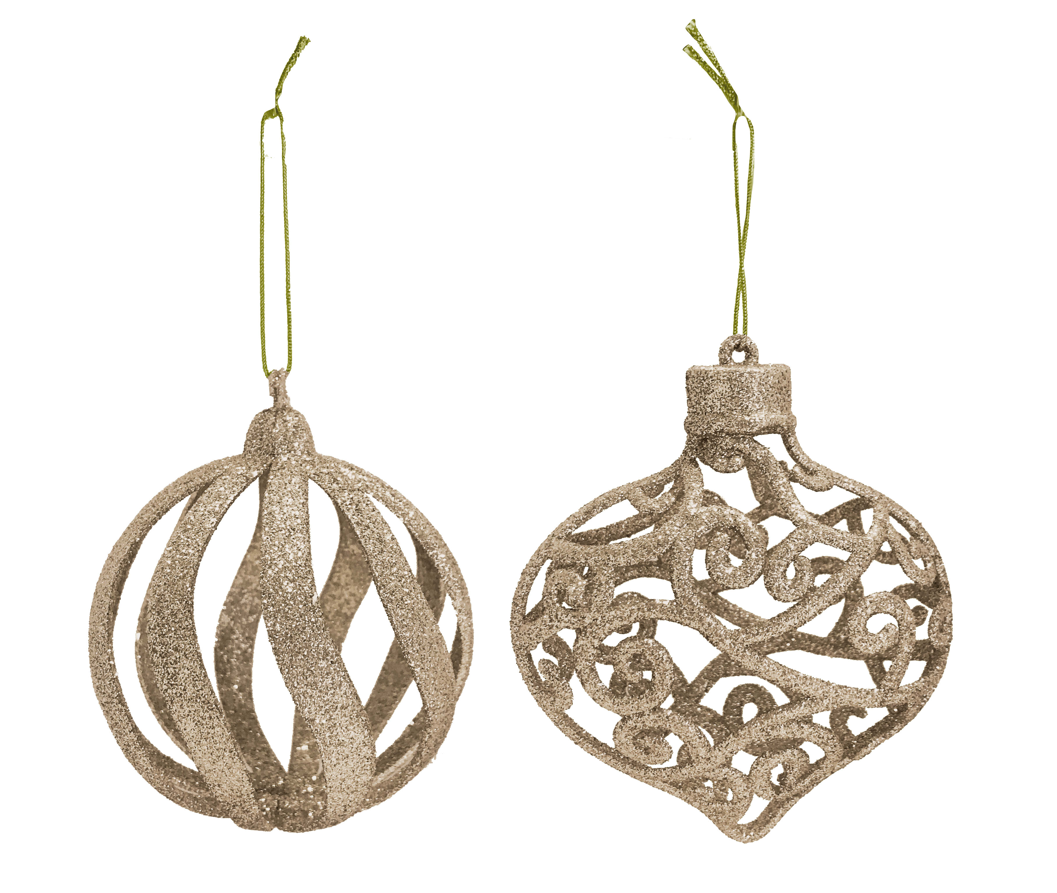 GIOCOPLAST NATALE - ADDOBBO 3D GLITTER CHAMPAGNE 8CM, FORME ASS.