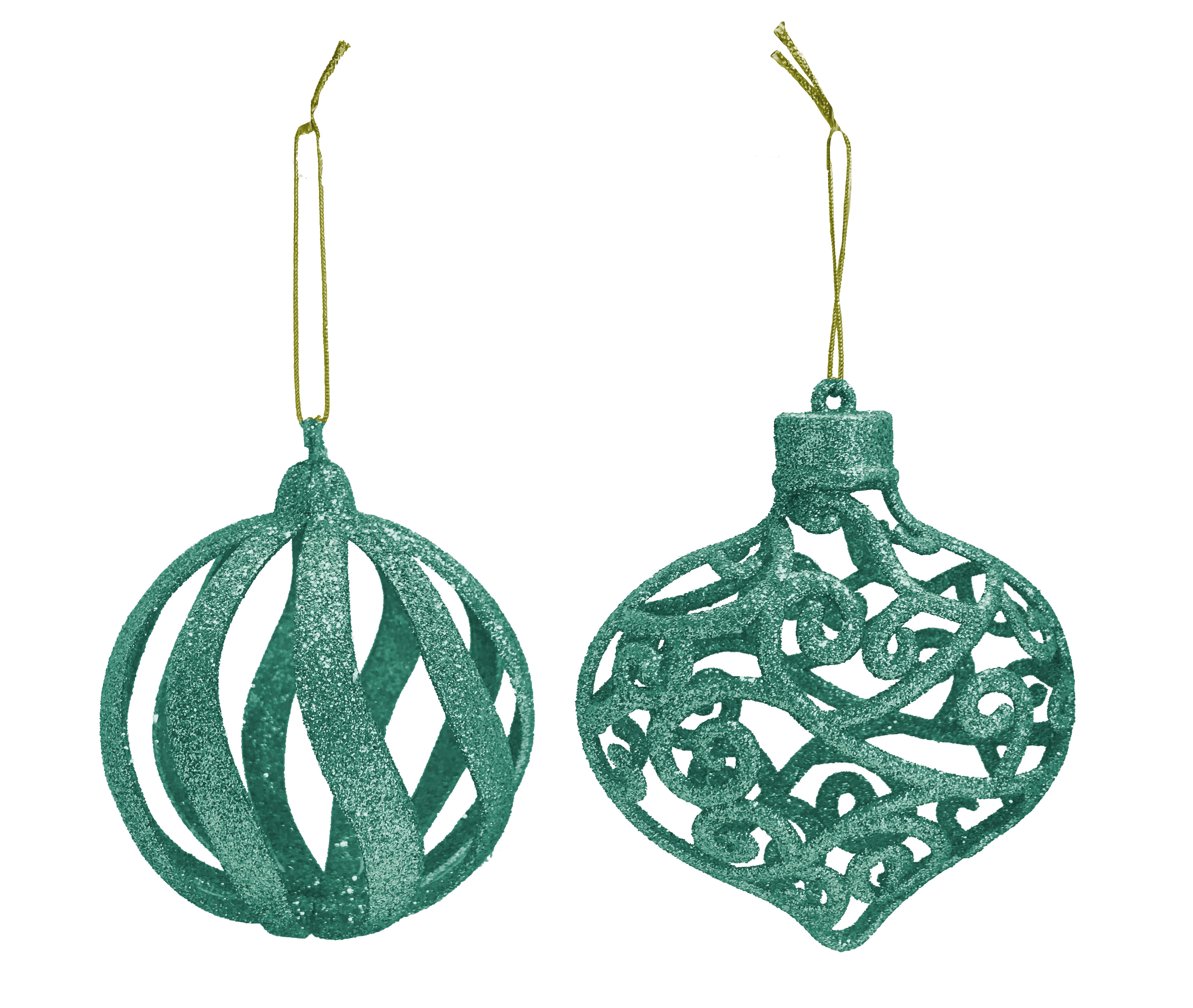 GIOCOPLAST NATALE - ADDOBBO 3D GLITTER SMERALDO 8CM, FORME ASS.