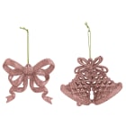 GIOCOPLAST NATALE - ADDOBBO 2D GLITTER ROSE GOLD 8CM, SOGG. ASS.