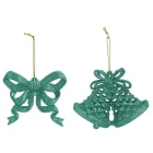 GIOCOPLAST NATALE - ADDOBBO 2D GLITTER SMERALDO 8CM, SOGG. ASS.