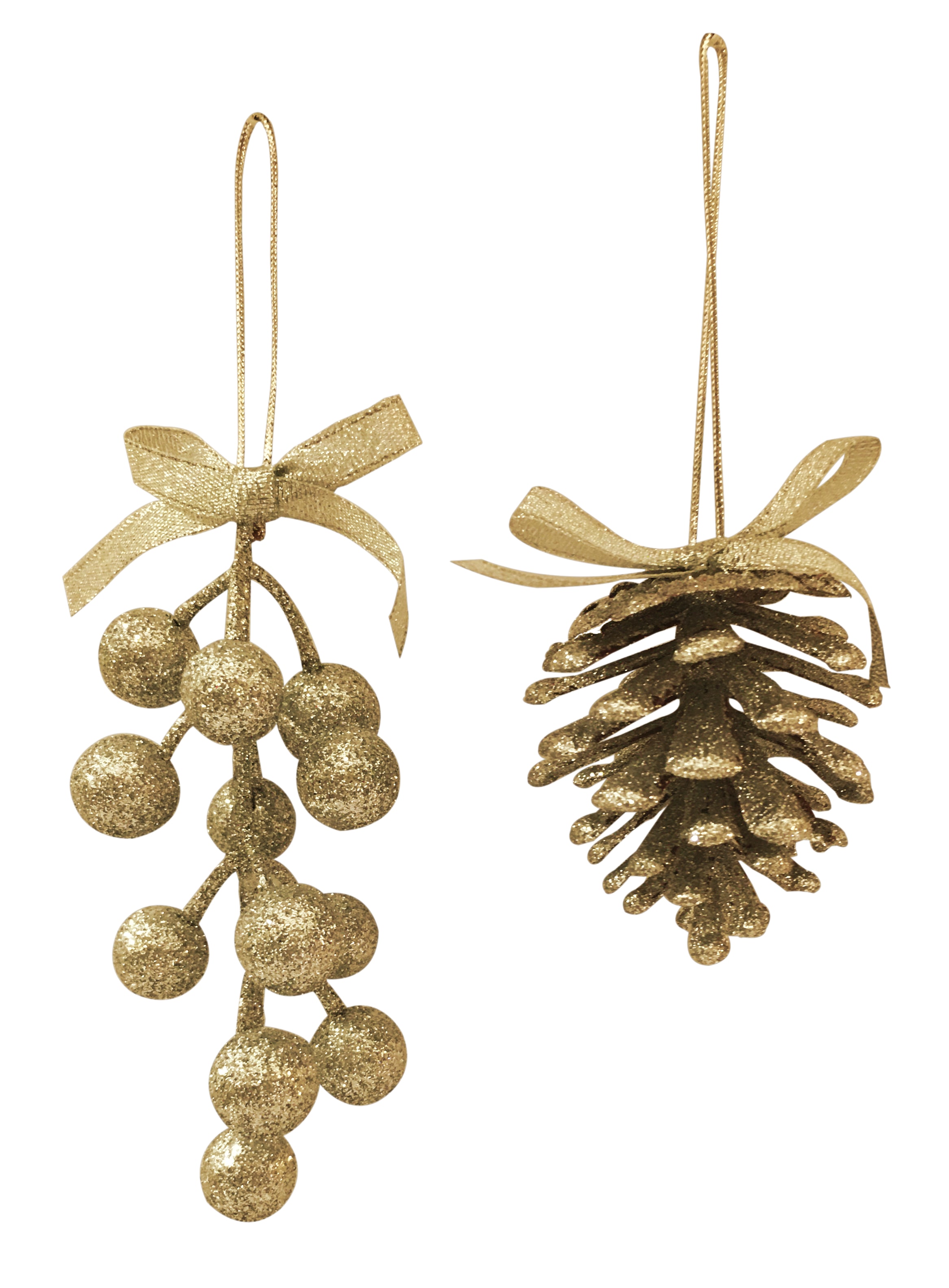 GIOCOPLAST NATALE - PIGNA/BACCHE GLITTER ORO 6/13 CM