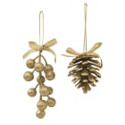 GIOCOPLAST NATALE - PIGNA/BACCHE GLITTER ORO 6/13 CM