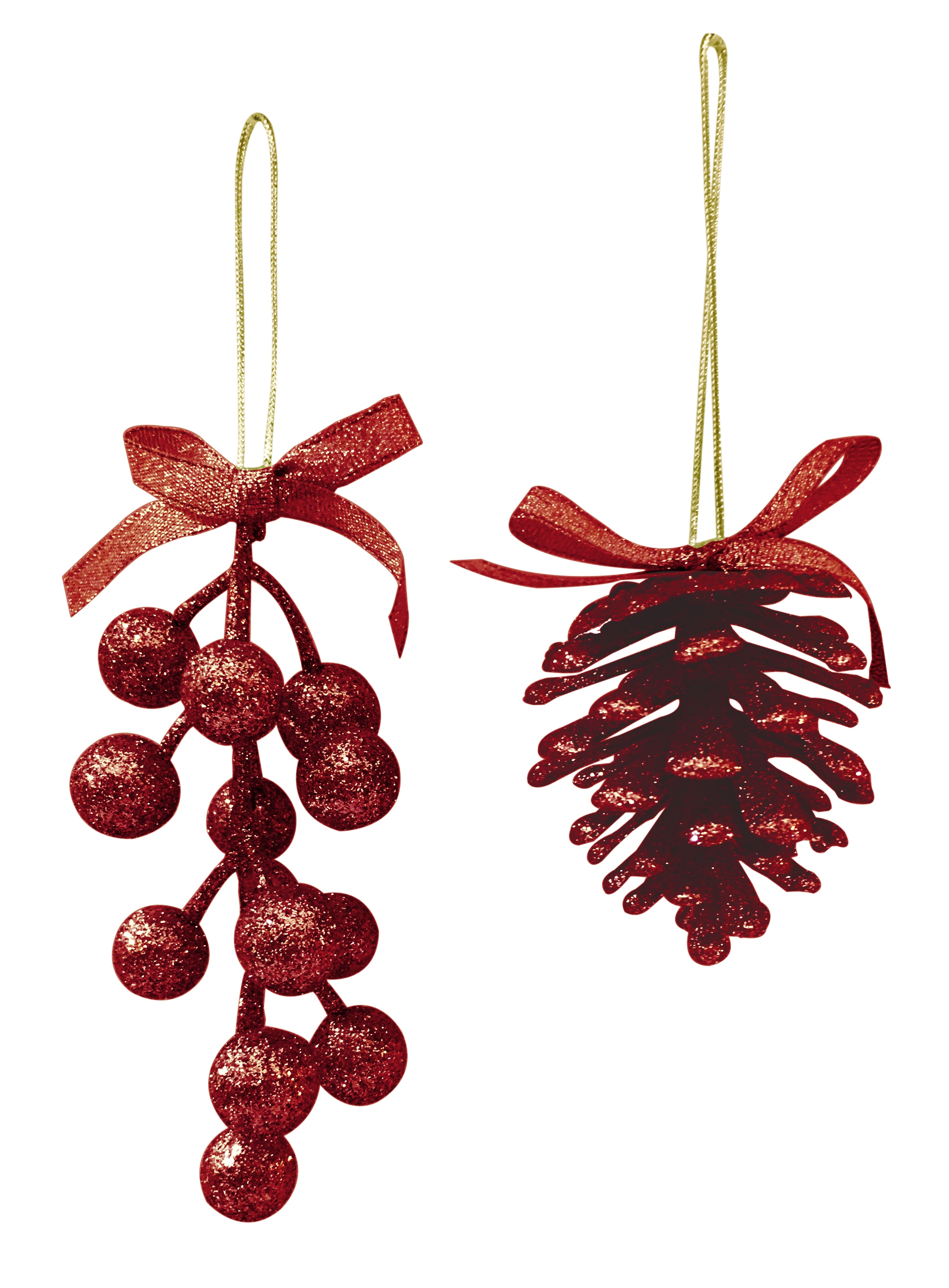 GIOCOPLAST NATALE - PIGNA/BACCHE GLITTER ROSSO 6/13 CM