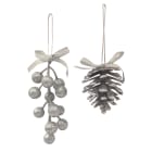 GIOCOPLAST NATALE - PIGNA/BACCHE GLITTER ARGENTO 6/13 CM