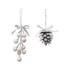 GIOCOPLAST NATALE - PIGNA/BACCHE GLITTER BIANCO 6/13 CM